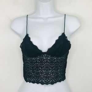 Olivaceous Women's L Bralette Black Sheer Lace Lightly Lined Unpadded NWOT BP1